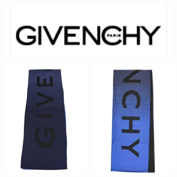 Givenchy Degrade Scarf With Logo in Blue & Black For Unisex - Made in It… - Picture 1 of 16